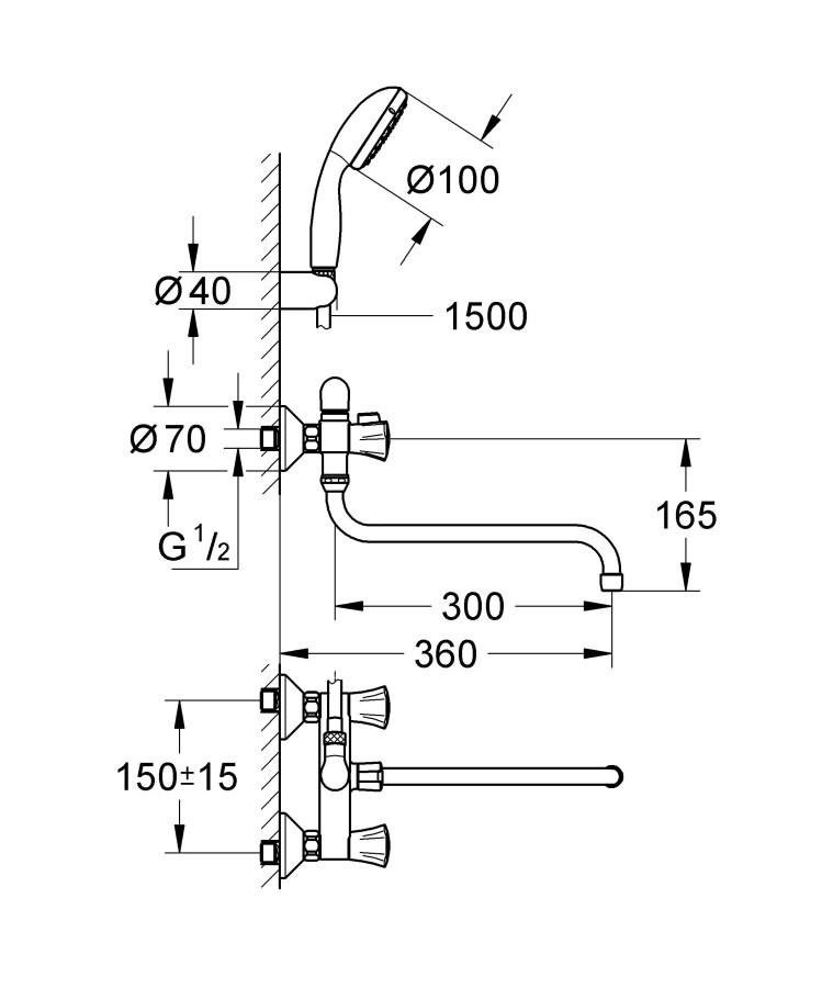 Grohe Costa L 2679010A смеситель для ванны хром