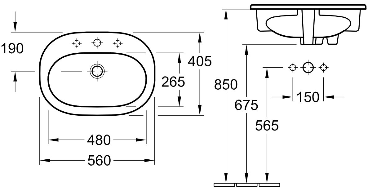 Villeroy&Boch O.Novo 41615601 раковина встраиваемая 56*40,5 см