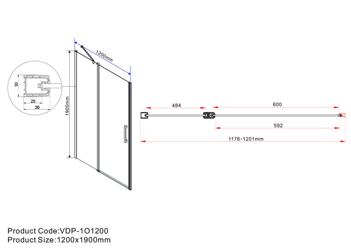 Vincea Orta душевая дверь VPP-1O120CL профиль хром, прозрачное