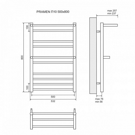 Lemark Pramen П10 полотенцесушитель водяной 50х80 LM33810BL