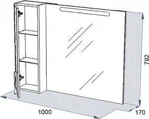 Triton Кристи 100 зеркало с подсветкой и шкафчиком слева