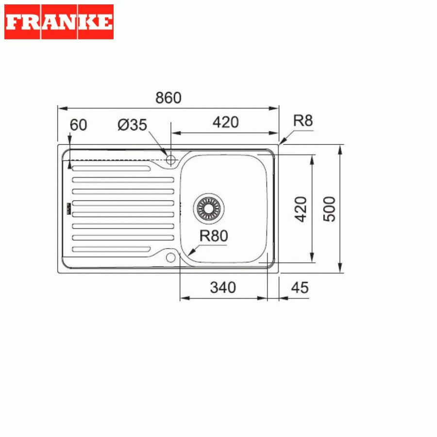 Franke AZG 611-86 кухонная мойка fragranite+ белый 86 x 50 см