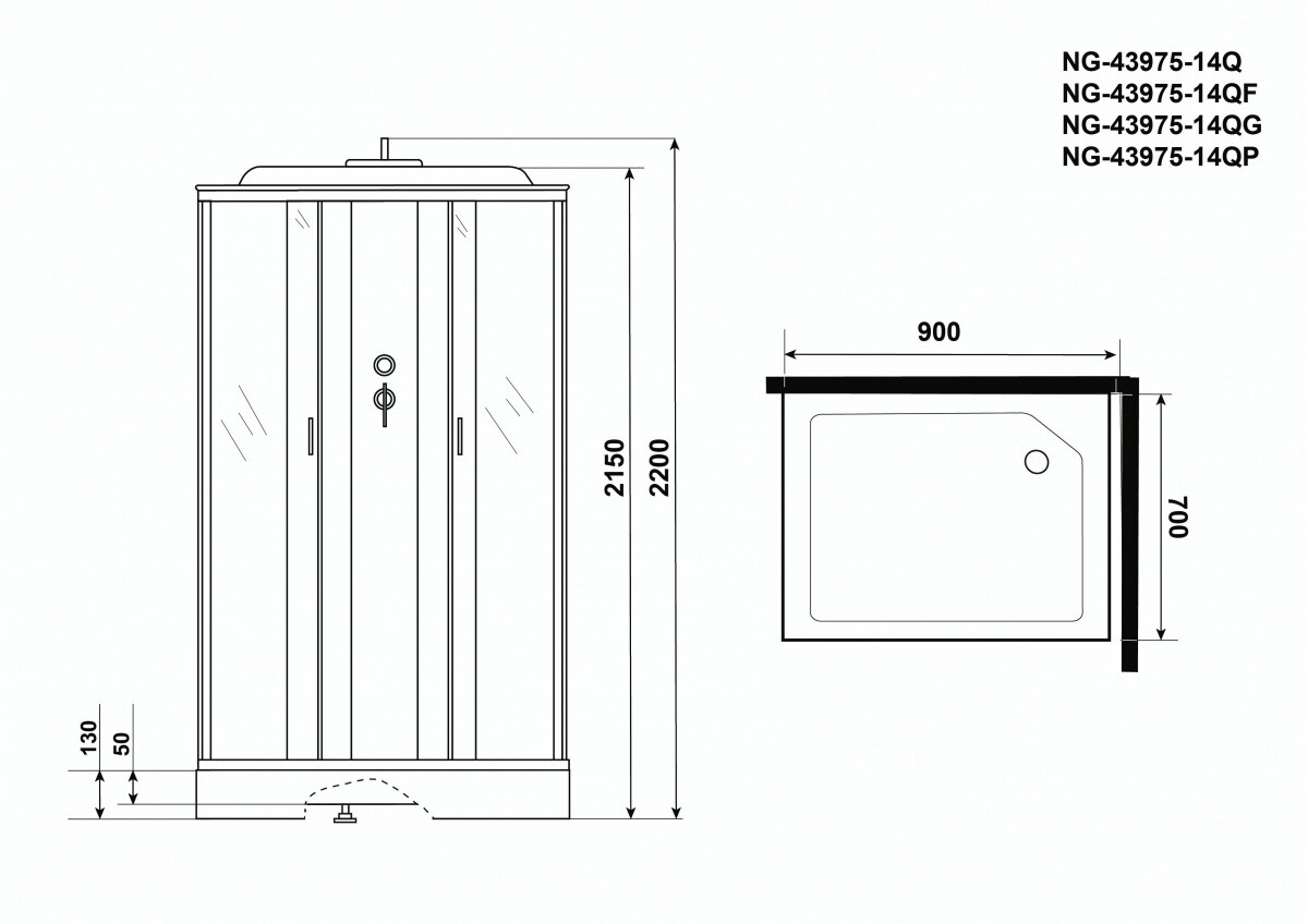 Niagara NG 43975-14QG Душевая кабина 90x70 с гидромассажем 439753QG