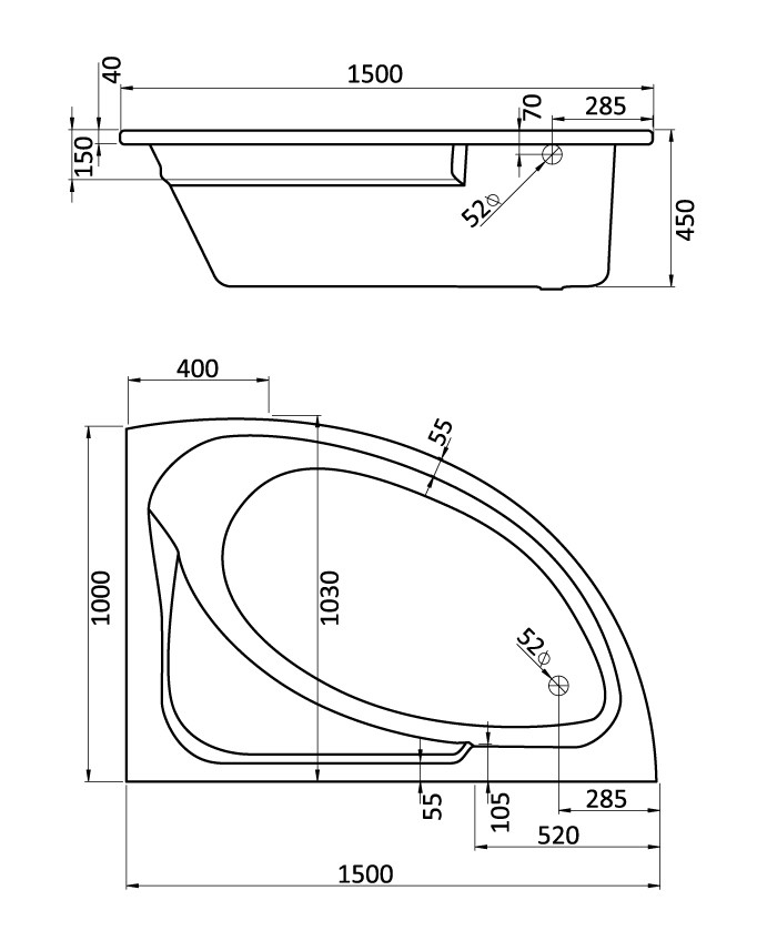 Santek Гоа 150*100 ванна акриловая правая 1.WH11.2.032