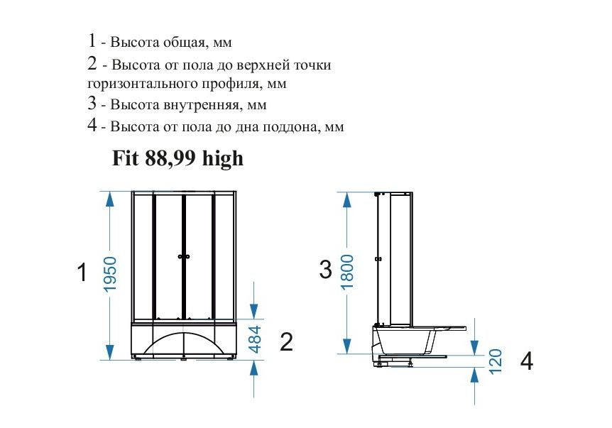 Domani Spa Fit душевое ограждение 90*90*195