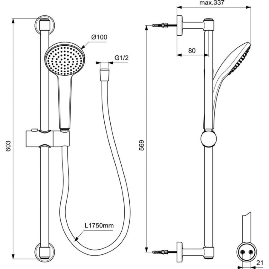 Ideal Standard IdealRain душевой гарнитур BD142XG