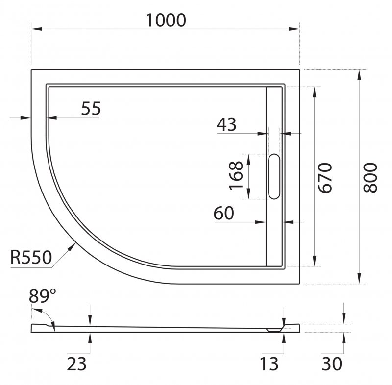 Cezares Tray поддон из иск. мрамора 100х80 TRAY-AS-RH-100/80-30-W-R