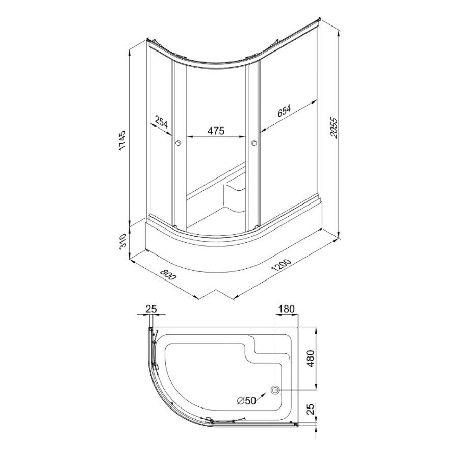 Triton Риф душевое ограждение 120х80 В правое