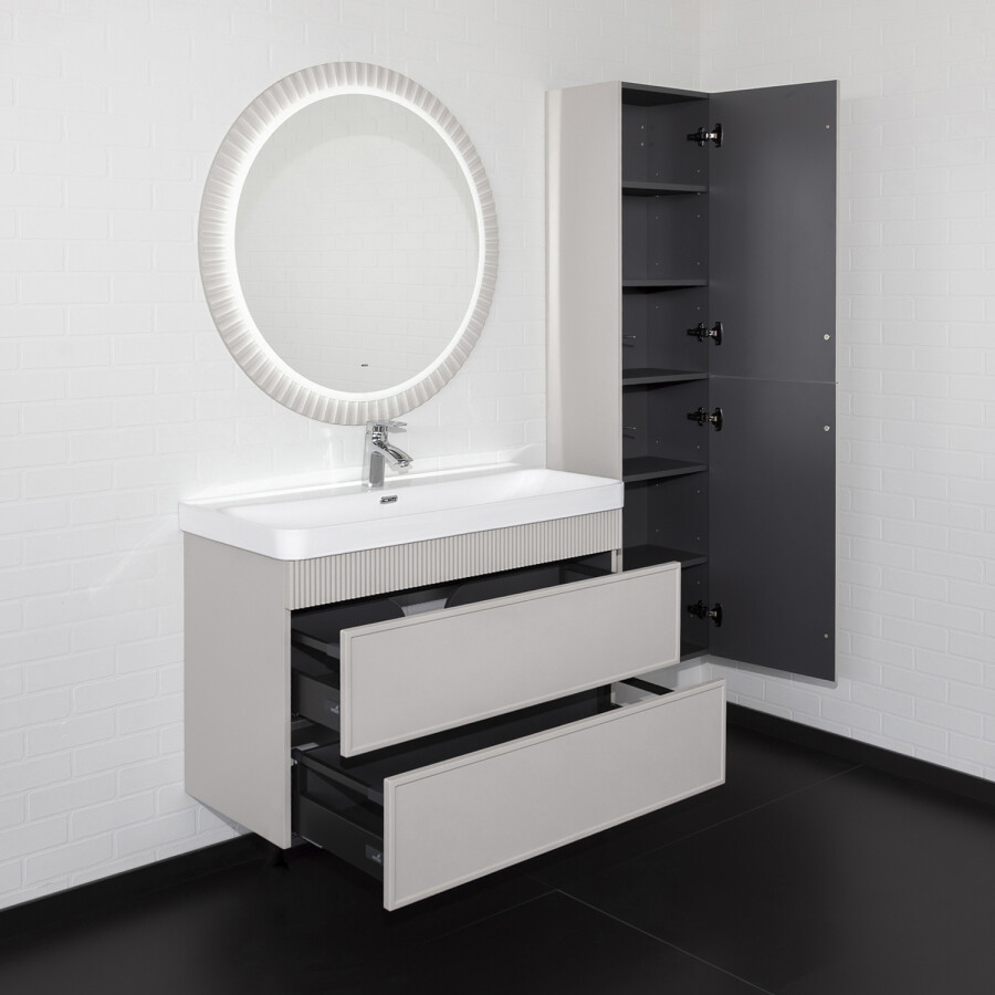Тумба-умывальник Comforty Мадрид 100М2(Н) серый шёлк с раковиной CF19595BX-100 00-00021783