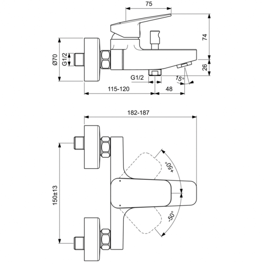 Ideal Standard Ceraplan смеситель для ванны BD256AA