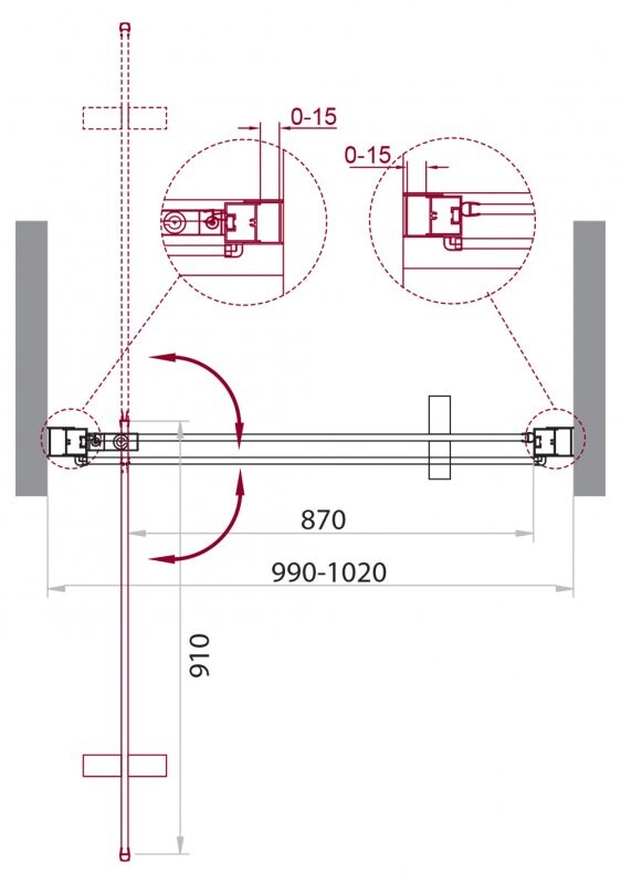 BelBagno душевая дверь MARMI-B-1-100-C-Cr 100х195