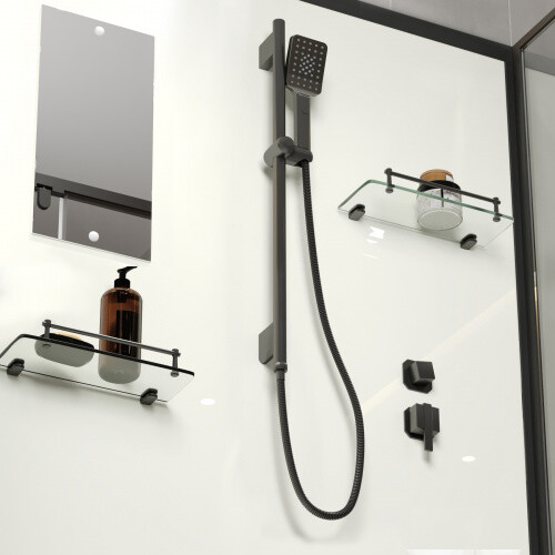 Душевая кабина Niagara Standart ST120/90/15Q/BL/BK (120х90х200) поддон 15см,распашная,черный,без крыши,3 места