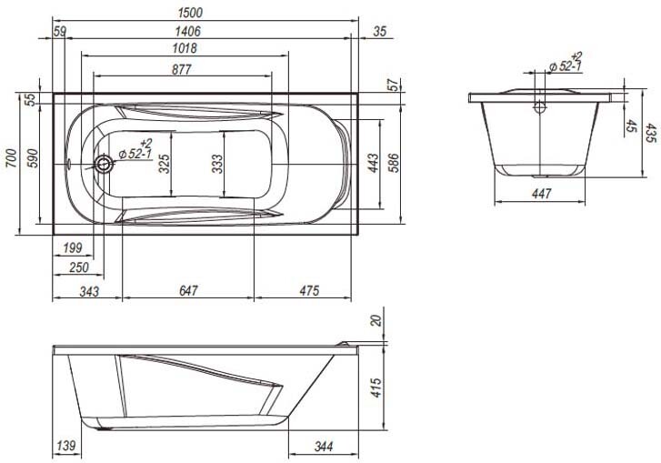 Loranto Арктика ванна 150х70 см CS00036341