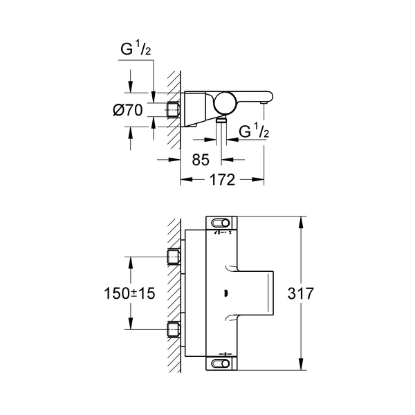 Grohe Grohtherm 2000 NEW 34464001 смеситель для ванны хром