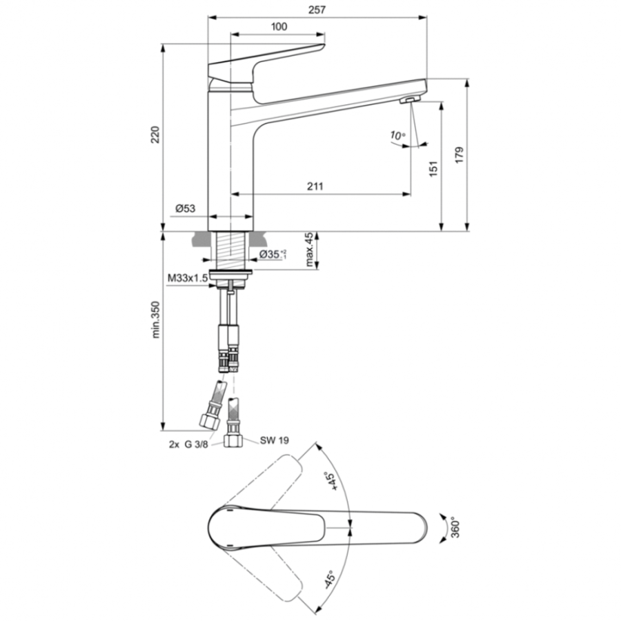 Ideal Standard Ceraplan смеситель для кухни B0952AA