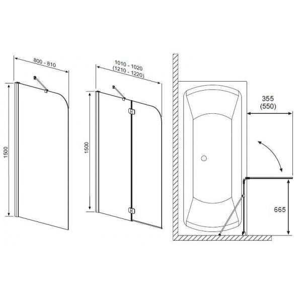 Radaway Torrenta PNJ-L 201202-101NL 101*150 L шторка на ванну