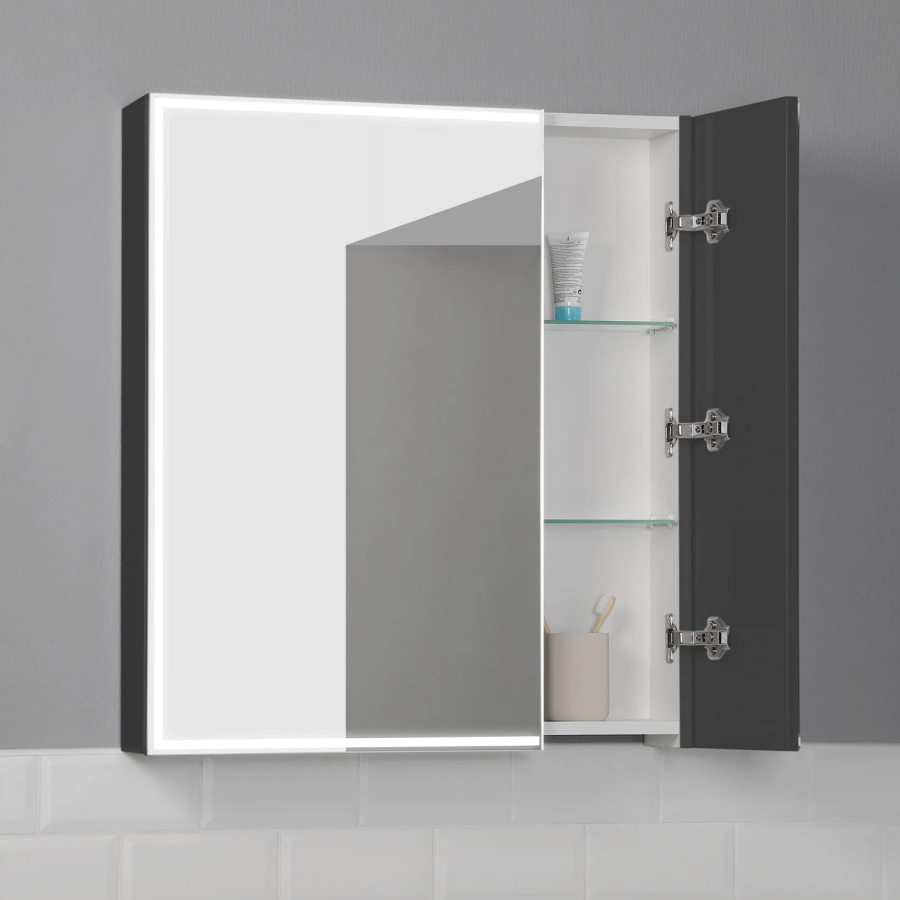 Итана Luce зеркальный шкаф с подсветкой 70 серый