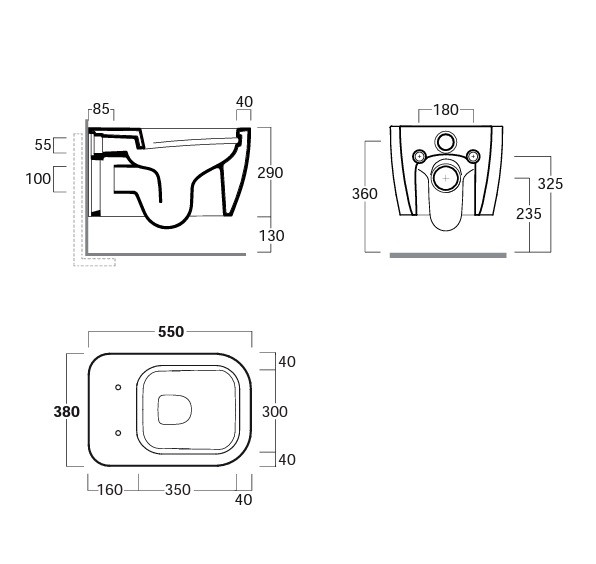 Simas Henges унитаз подвесной безободковый HE18bi+F85