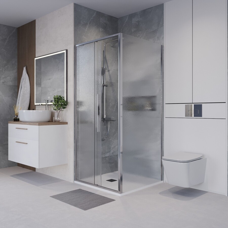 Боковая стенка Niagara Nova NG-CH80-34 (80х195) хром,стекло шиншилла,1 место