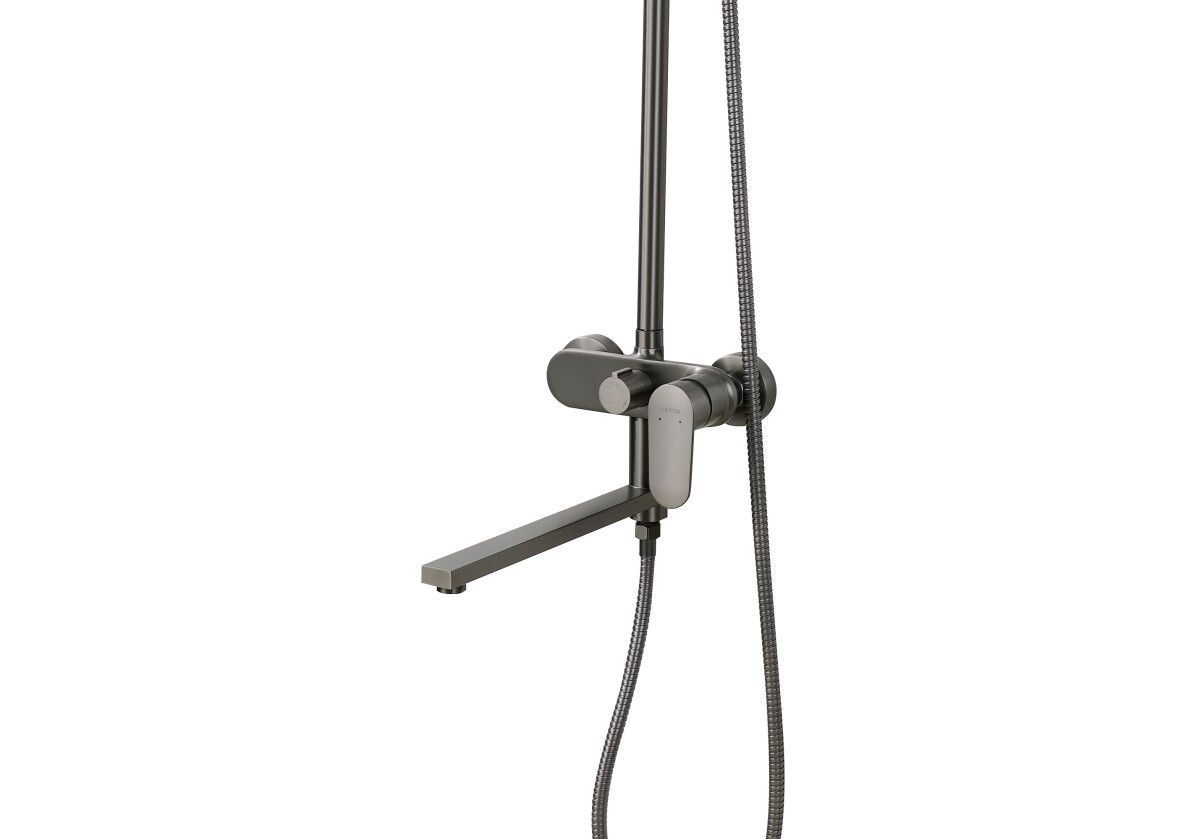 Душевая система 3 jet, смеситель для ванны с длинным изливом, Ника AQ2840BGM, оружейная сталь