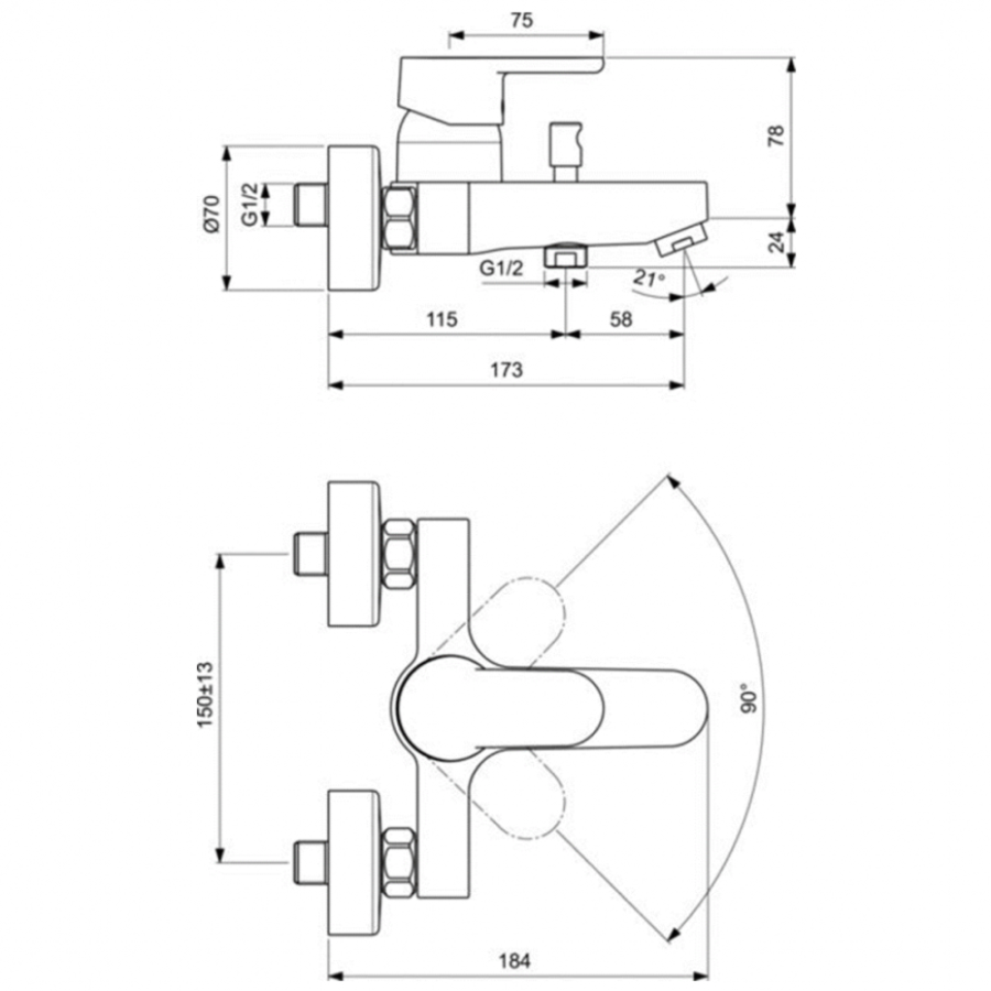 Ideal Standard Vito смеситель для ванны B0412AA