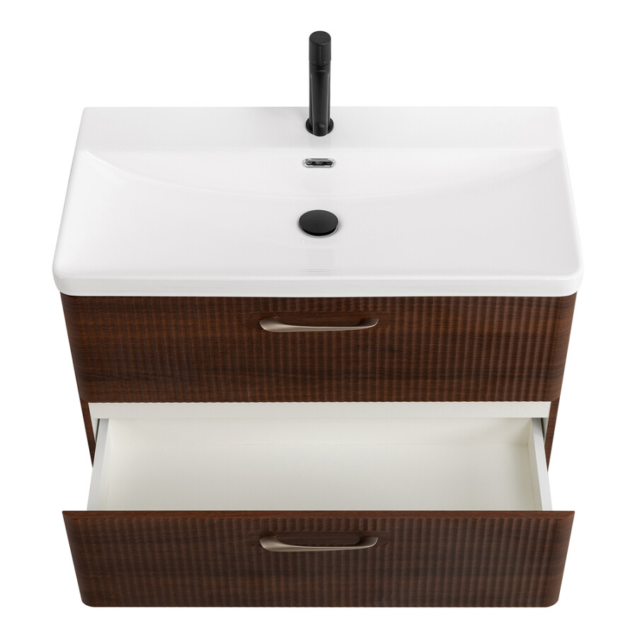 Подвесная тумба с раковиной Belbagno DUE 80 см Noce DUE-800-2C-SO-NOCE-P BB-8076-3-80