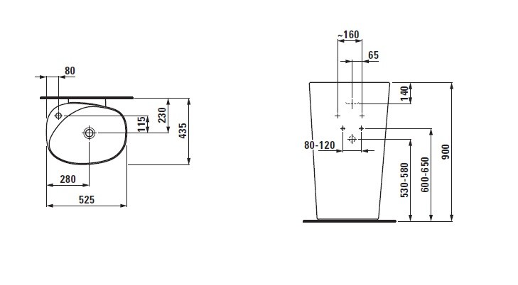 Laufen Palomba 8.1180.4.000.104.1 раковина напольная 52,5 см