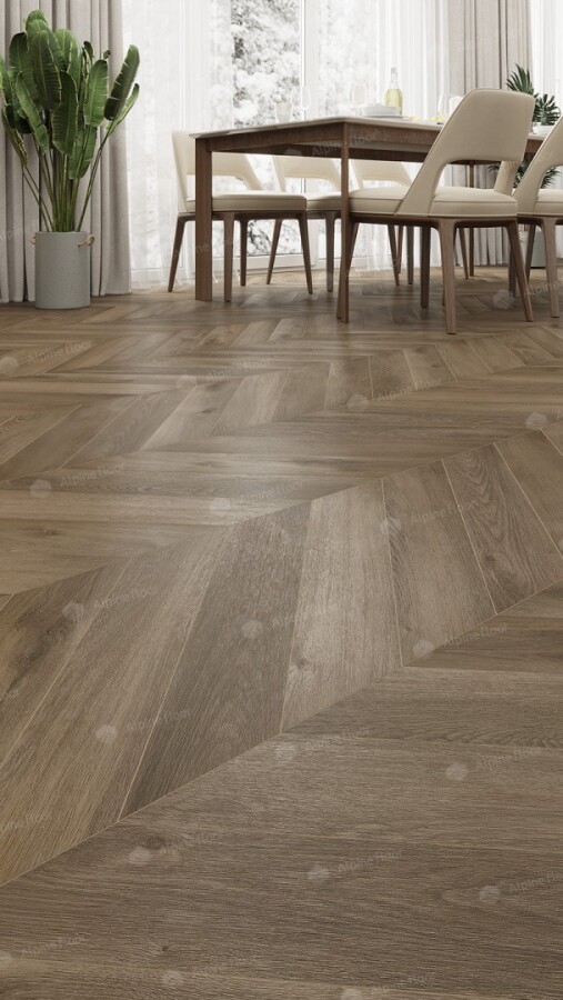 Alpine Floor Chevron Alpine SPC ламинат Дуб Насыщенный ЕСО 18-4 600х127х5 mm