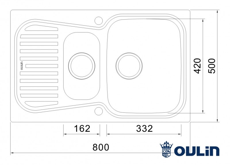 Oulin OL-359S кухонная мойка satin система POP-UP 80x50 см