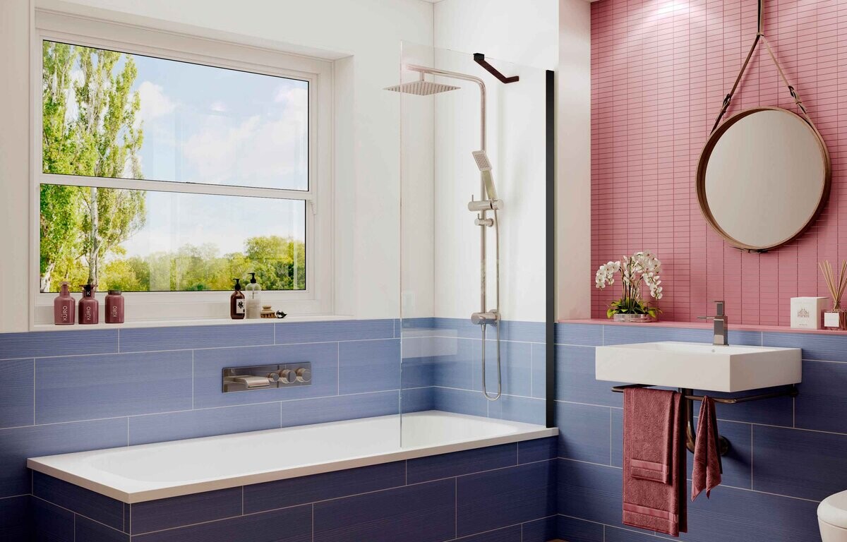 Шторка для ванны Ambassador Bath Screens 16041206 (70х140) черный,стекло прозрачное,неподвижное,1 место