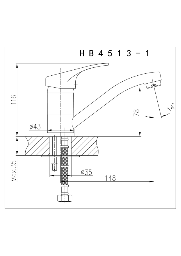 Haiba смеситель для кухни HB4513-1