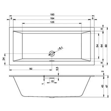 Riho Rethink Cubic ванна акриловая прямоугольная 180х80 BR08C0500000000