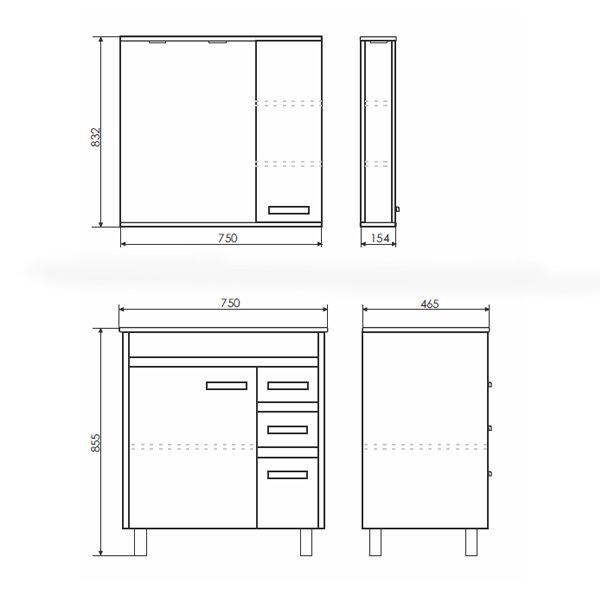 Тумба-умывальник Comforty Марио-75 дуб темный с раковиной Quadro 75 00-00004157CF