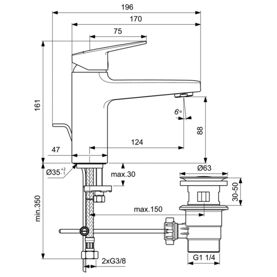 Ideal Standard Ceraplan смеситель для раковины BD225AA