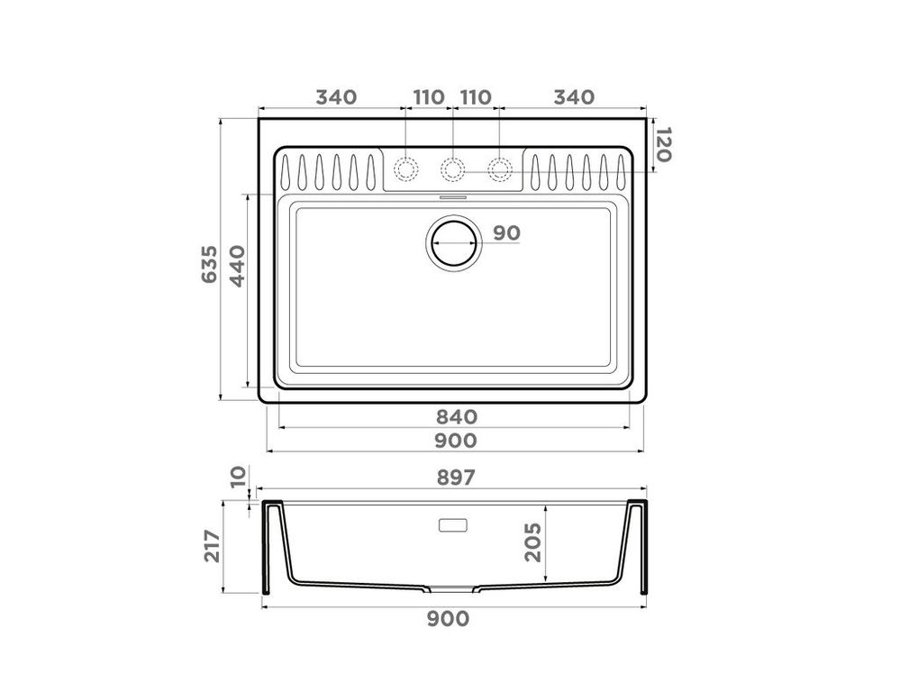 Omoikiri KINOKAWA 90 мойка кухонная белый 4993853