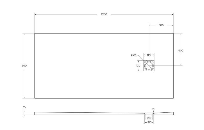 Поддон из искусственного мрамора Belbagno TRAY-MR-UNO-AH-170/80-35-W-CR