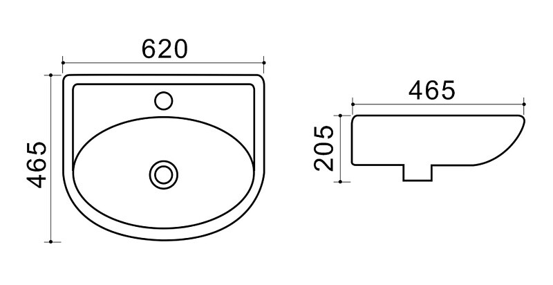 Раковина мебельная Azario 620х465х205 TEO-60