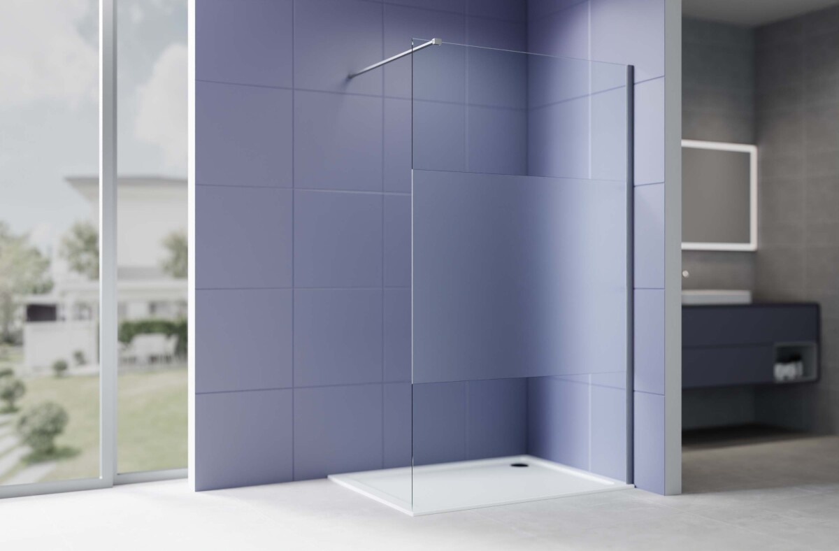 Aquatek AQ.WI.090.3GM Душевая перегородка Walk In 90см, с держателем 1200мм оружейная сталь прозрачное+матовое