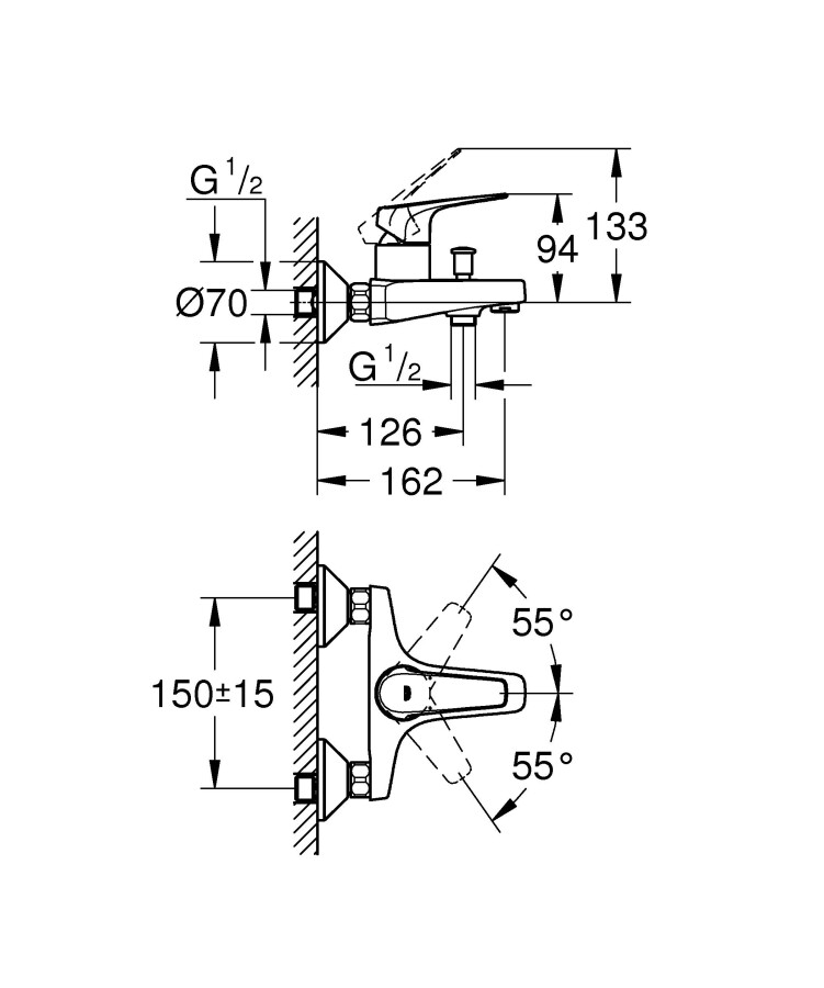 Grohe BauFlow 23601000 смеситель для ванны хром