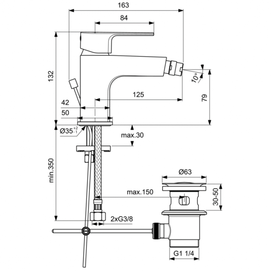 Ideal Standard Cerafine смеситель для биде BC691AA