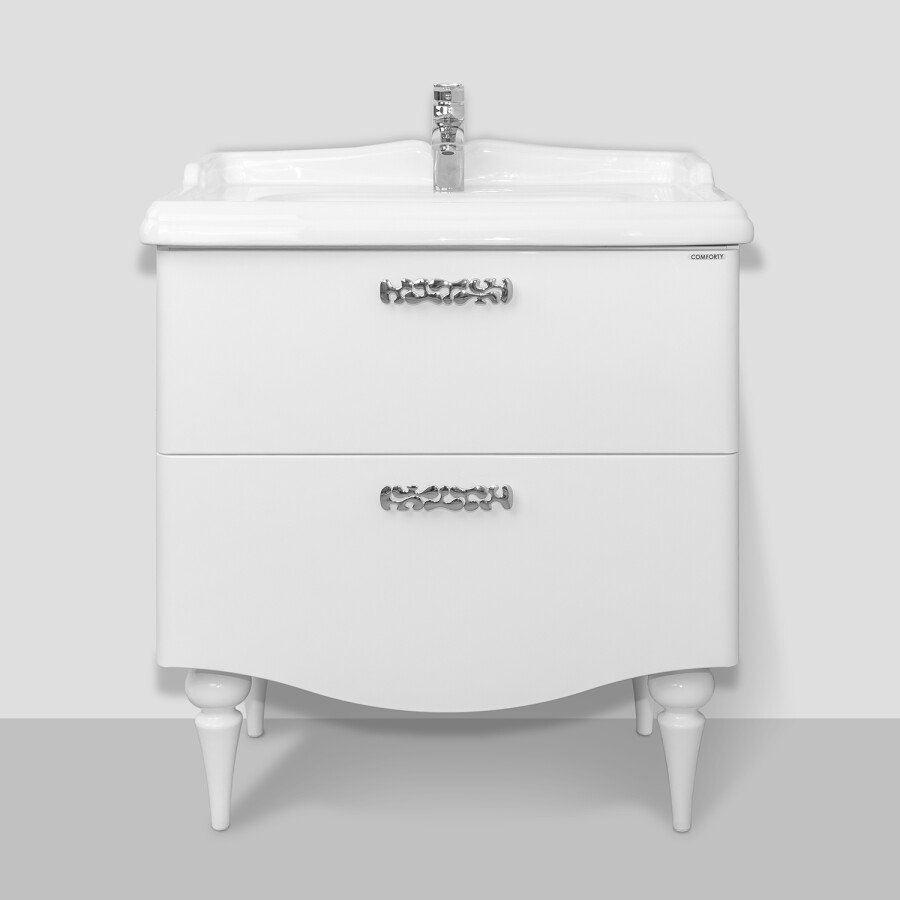 Напольная тумба-умывальник Comforty Монако-80 белый глянец с раковиной Comforty 3380 00-00022999