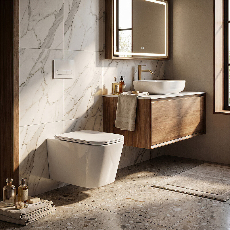 Унитаз подвесной Azario Каскад 525x345x360 безободковый, система смыва "Скрытое Торнадо", в комплекте с быстросъемным сиденьем микролифт AZ-2303-A