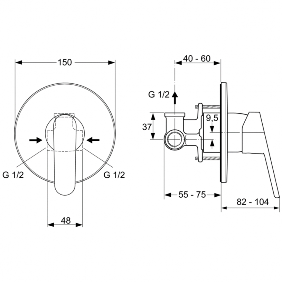 Ideal Standard Ceraplan смеситель для душа встраиваемый A5960AA