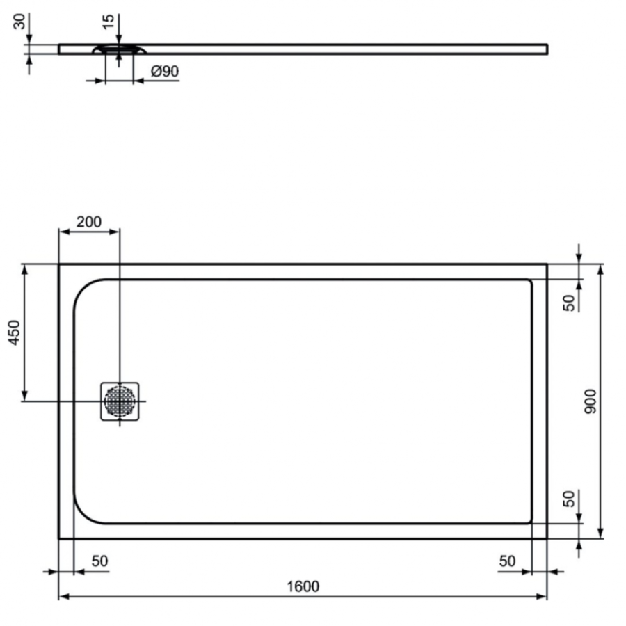 Ideal Standard Ultraflat S душевой поддон 160х90 K8277FS