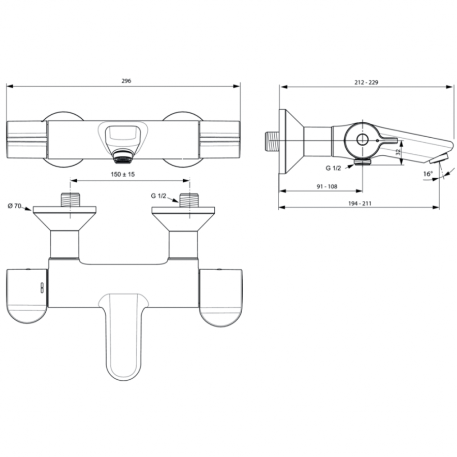 Ideal Standard Ceraplus смеситель для ванны A6873AA