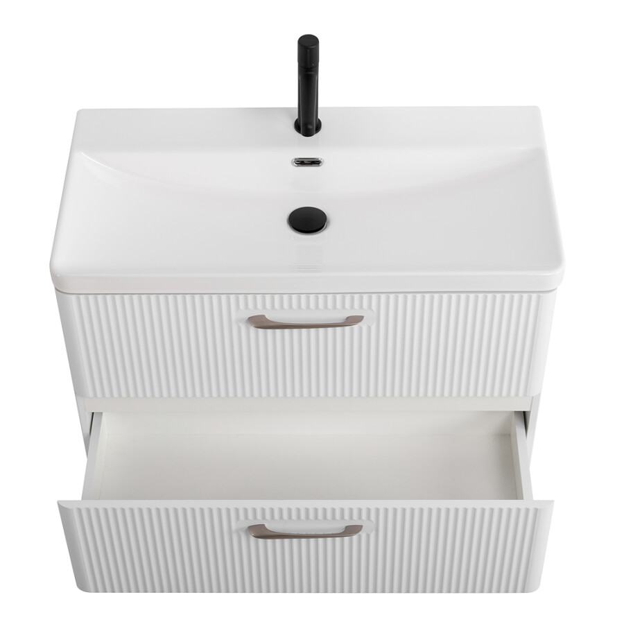 Подвесная тумба с раковиной Belbagno DUE 80 см Белый металлик DUE-800-2C-SO-BM-P BB-8076-3-80
