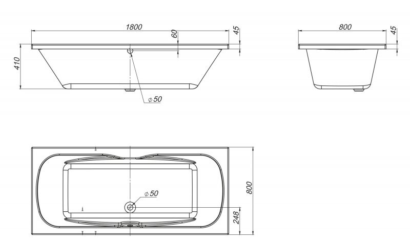 BelBagno BB104-180-80 180*80 ванна акриловая прямоугольная