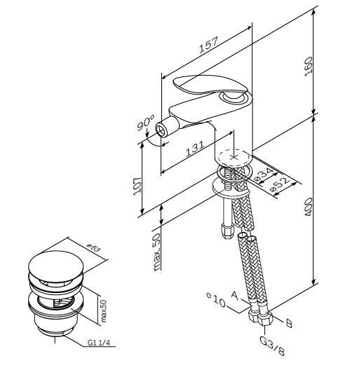 Am.Pm Sensation F3083164 смеситель для биде с донным клапаном