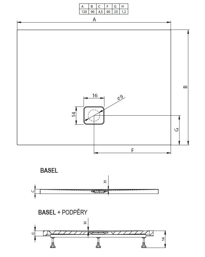 Riho Basel 416 душевой поддон акриловый 120х90 DC261700000000S