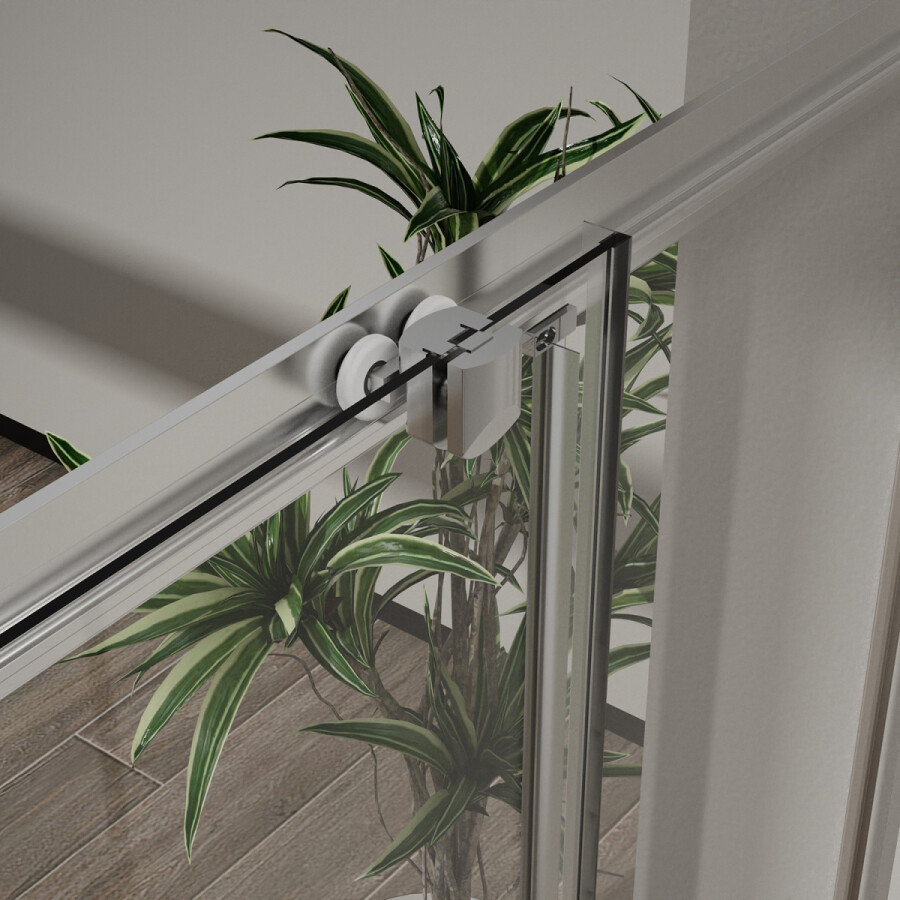 Душевое ограждение Azario Paris 900х900х1950 стекло "Шиншилла" 5 мм, профиль брашированное золото AZ-R06-90-BGL-CHC